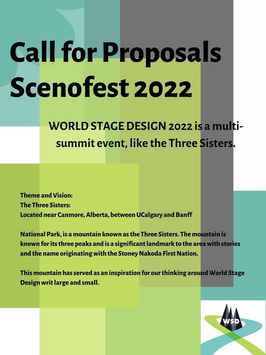 Deadline Extended - World Stage Design 2022 
Submissions
Due to COVID-19, World Stage Design (WSD 2021) will be postponed to August 6 – 16th, 2022. The deadline for submissions to World Stage Design Exhibition and Scenofest have been extended.