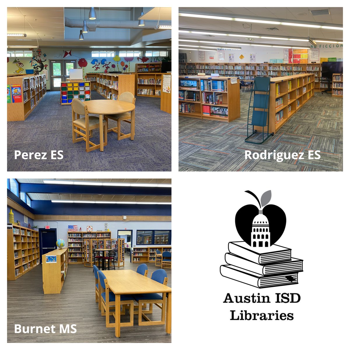 AustinISDLibs's tweet photo. Thank you to @AustinISD_CMD & all the help along the way to complete these summer library renovation projects! We hope the campuses will enjoy these new spaces for years to come! @DarylFlood @MSL_Austin #LibraryMediaServices #Summer2020Projects #12LibrariesComplete https://t.co/g0167Bln1I