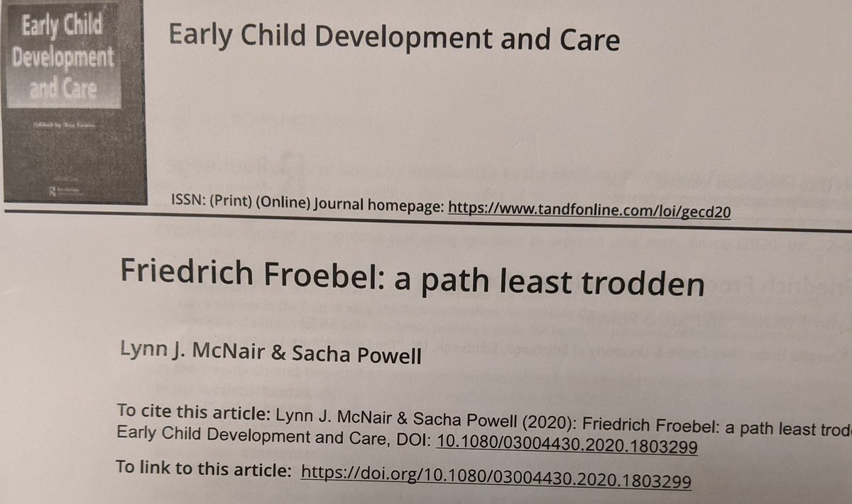 1. This article by <a href="/LynnMcNair/">Lynn McNair</a> and <a href="/SachaPowell1/">Sacha Powell</a> is an excellent read with lots to think about and reflect on. It looks at the Froebelian movement within Scotland and asks how it relates to CfE, but first...
