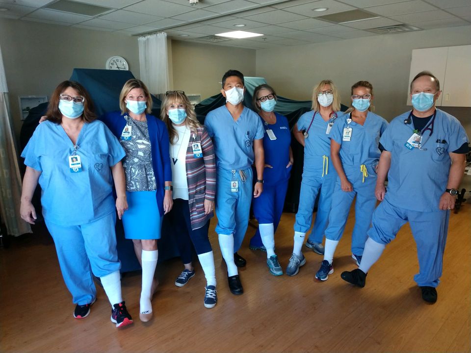 MeaningOfCare's tweet photo. Today the Advanced Would Center team at Methodist Jennie Edmundson Hospital joined the White Sock Campaign, created by @theSALSAL, to show support for those who have had a delayed diagnosis and amputation. #docsinsocks #whitesockcampaign #Healogics #padawarenessmonth https://t.co/mbUGGf7Pgs
