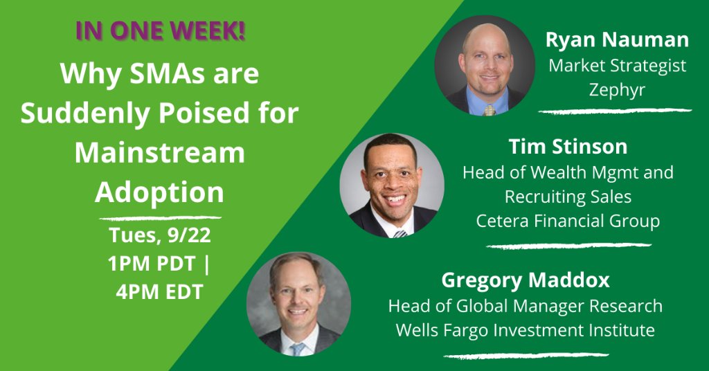 IFI_Financial's tweet photo. One week until our new webinar in which we’ll shed some light on the SMA industry in a fun, interactive webinar format. Click here for the details and to register: https://t.co/ach9TQagTX. #assetmanagement #assetmanagers #activemanagement #zephyrbeactive #activemanagers https://t.co/c7tC31YEoG