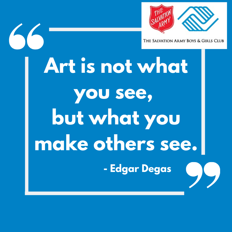 tsabgcgreaterok's tweet photo. ❤️ Yesss....and we love that art exploration is part of our programming at each Salvation Army Boys &amp; Girls Club. 🙌🏼⁠
#artforkids #artexploration #creativity #artquotes #salvationarmyboysandgirlsclub #nurturecreativity #degasquote #edgardegas #art #youngartists #explore #create https://t.co/dNH7vxuIeY