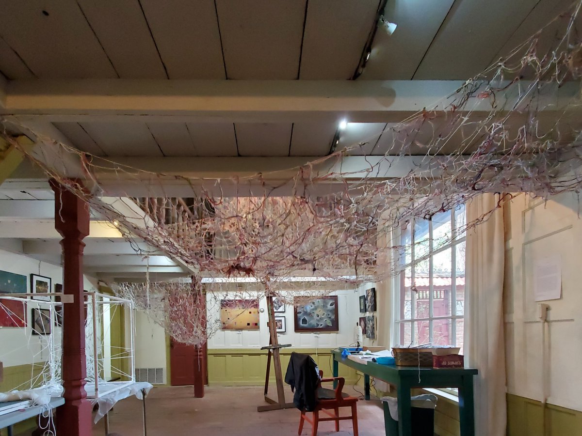 LesterRaymer's tweet photo. Come meet artist-in-residence, Chiyoko Myose, Wichita, now until Sat, Sept 26: 10-5 Tues - Fri., 1-5 on Sat &amp; Sun. See her art work and take part in her installation, "A Thread X (Meets) A Thread ~ Treasuring the Moment ~" https://t.co/yPanboTjee