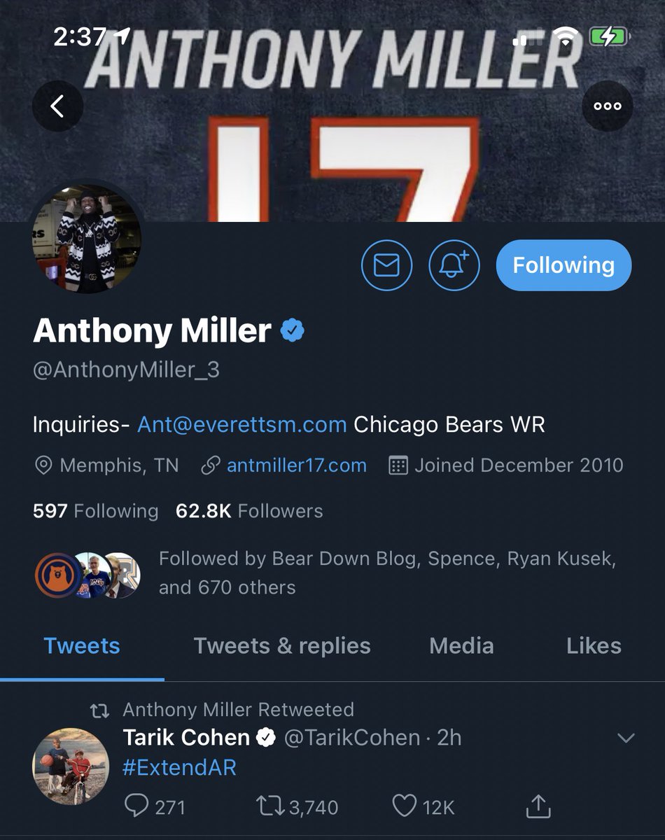 davebftv's tweet photo. Anthony Miller has entered the chat https://t.co/JTPzaJeWsW
