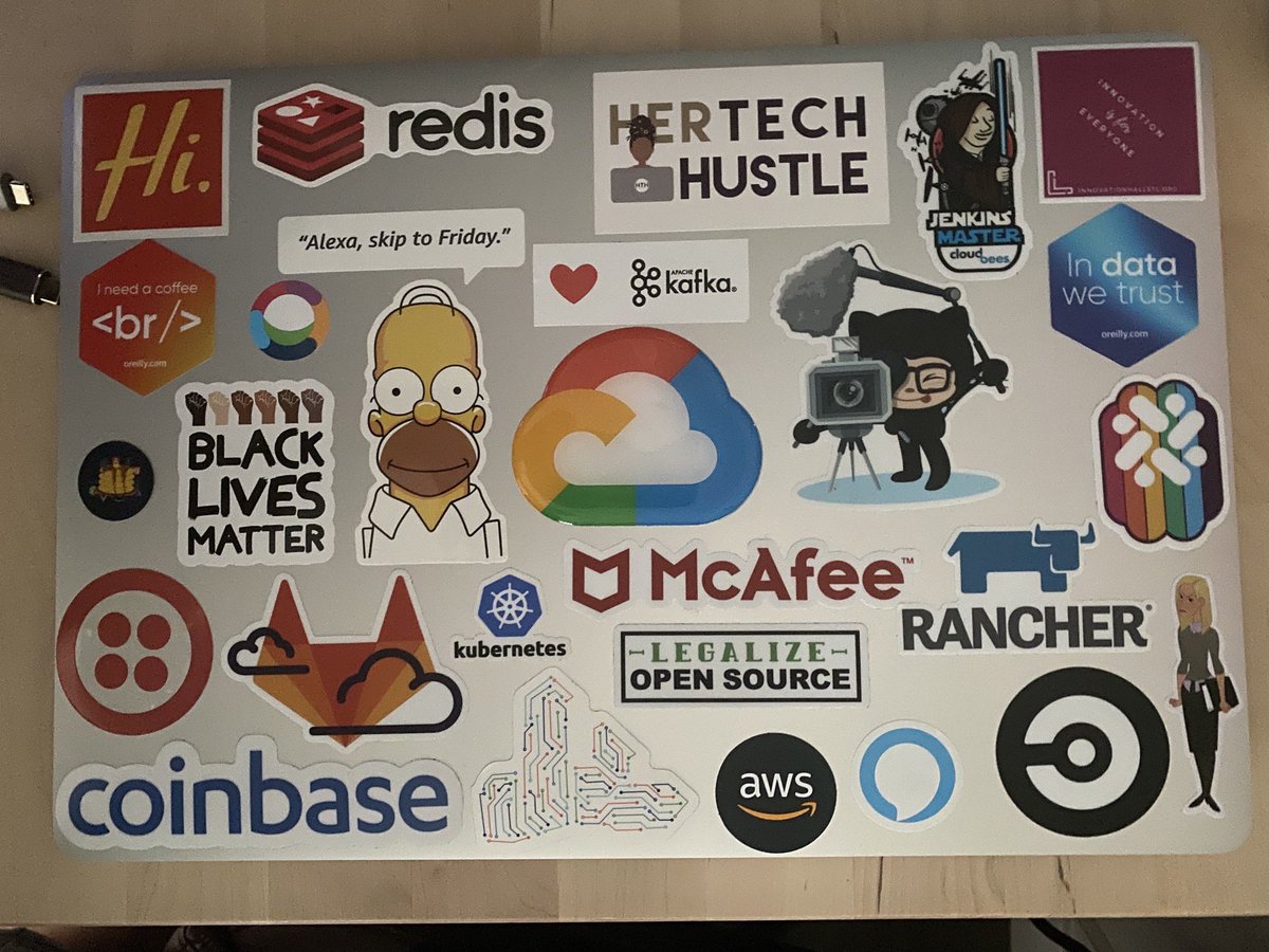 HelaliMarouen's tweet photo. #stickerbomb my new work laptop! #stickers addiction 🔥 https://t.co/zrlZKHJwBw