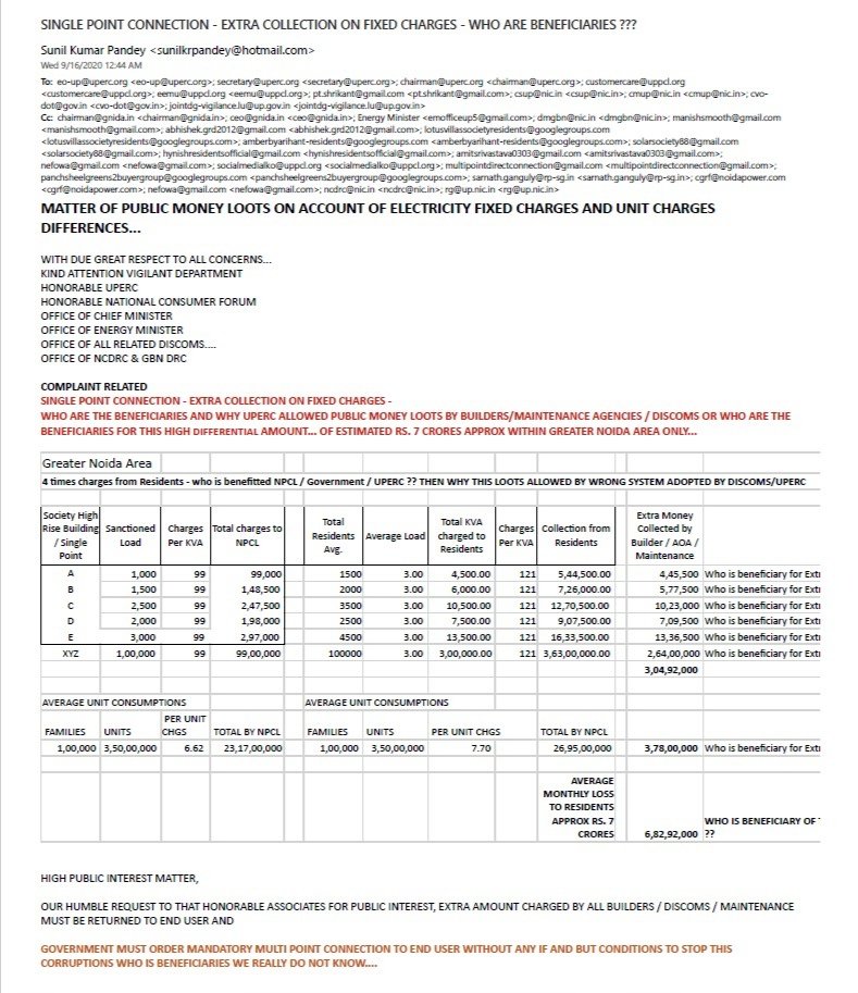 <a href="/DirectElectriUP/">Direct 24x7 Electricity #MultipointConnection FOLO</a> <a href="/motherlandpost1/">MotherLandPost</a> <a href="/NPCL_GrNoida/">Noida Power Company Limited</a> <a href="/pvvnlgbnagar/">PVVNL Gautam Budh Nagar</a> @RP_SanjivGoenka <a href="/ptshrikant/">Shrikant Sharma</a> <a href="/EMofficeUP/">Energy Minister Office UP</a> <a href="/uprvup/">avadhesh kumar verma</a> <a href="/dmgbnagar/">DM NOIDA Gautam Buddha Nagar</a> <a href="/CMOfficeUP/">CM Office, GoUP</a> <a href="/CEA_India/">CEA</a> <a href="/PMOIndia/">PMO India</a> <a href="/PiyushGoyal/">Piyush Goyal</a> <a href="/narendramodi/">Narendra Modi</a> <a href="/myogiadityanath/">Yogi Adityanath</a> <a href="/UPPCLLKO/">UPPCL</a> <a href="/CVCIndia/">CVC, Govt. of India</a> <a href="/indSupremeCourt/">Supreme Court of India</a> <a href="/DhirendraGBN/">Dhirendra Singh</a> <a href="/PankajSinghBJP/">Pankaj Singh</a> <a href="/dr_maheshsharma/">Dr. Mahesh Sharma</a> <a href="/tejpalnagarMLA/">Tejpal Nagar</a> <a href="/surendrasnaagar/">Surendra Singh Nagar</a> <a href="/BJP4UP/">BJP Uttar Pradesh</a> <a href="/BJP4Bisrakh/">BJP Bisrakh Mandal (Greater Noida West)</a> <a href="/CVCIndia/">CVC, Govt. of India</a> <a href="/UPGovt/">Government of UP</a> <a href="/ChiefSecyUP/">S.P. Goyal, Chief Secretary, GoUP</a> <a href="/dgpup/">DGP UP</a> <a href="/noidapolice/">POLICE COMMISSIONERATE GAUTAM BUDDH NAGAR</a> @RP_SanjivGoenka <a href="/ptshrikant/">Shrikant Sharma</a> <a href="/Powerline_Mag/">Power Line</a> <a href="/EMofficeUP/">Energy Minister Office UP</a> <a href="/DirectElectriUP/">Direct 24x7 Electricity #MultipointConnection FOLO</a> #UPERC Sir why Mutli point end user connection not simplified and mandatory.. See how allowing money leakages in systems who are the beneficiaries.. 🙏🏻