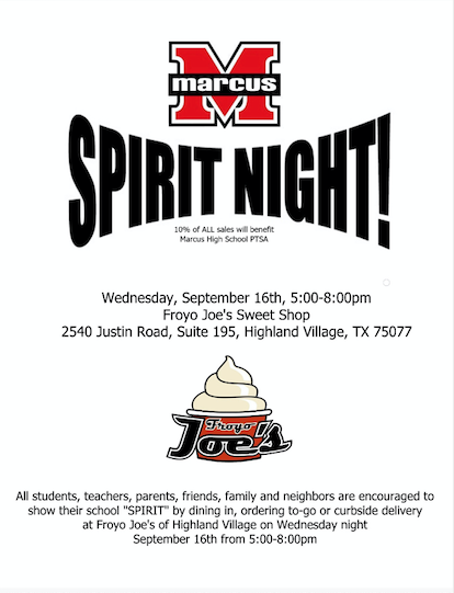 Marcus_HS's tweet photo. MHS @marcusptsa Spirit Night! TOMORROW at Froyo Joe's!! https://t.co/fOAsdnjMXn