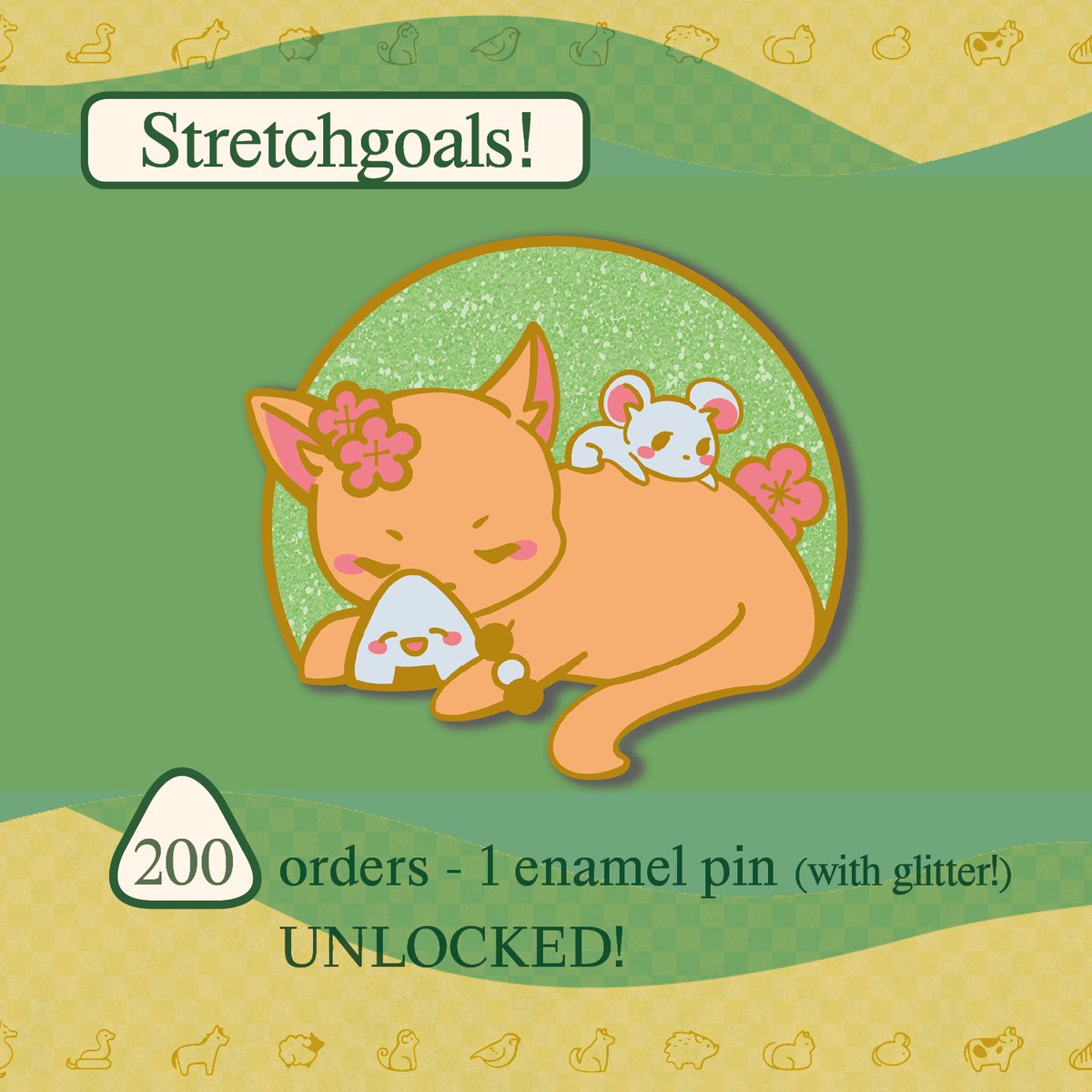 ThanksFuruba's tweet photo. Rice balls, you did it! The glitter enamel pin designed by @claudiwa16 is unlocked! We also have a surprise, we’ll be throwing in a free diecut sticker by @Meggadoodle85! 

The pin &amp; sticker will be included in all Crimson Butterfly bundles. 

Shop: https://t.co/AqrAWnOcZd 🍙🐱🐭 https://t.co/9ovXzCX96T