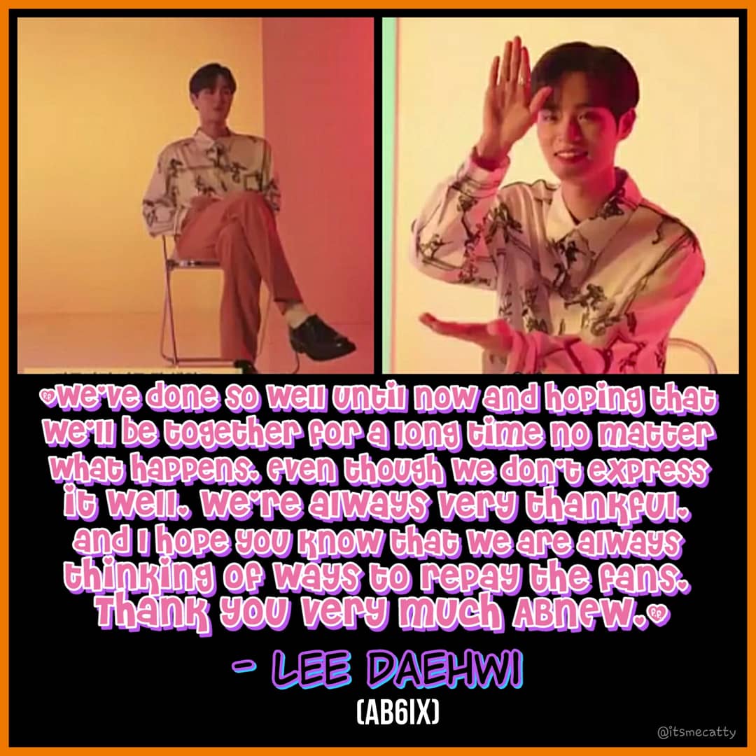 CattyElpos's tweet photo. Don't feel sorry Daehwiya. ABNEW will always be here no matter what.
It's ok to get tired but never quit. We will stay & always at your back.
When we say "We are ABNEW" its means forever!☺
Saranghae❤
#AB6IX❤
@AB6IX @AB6IX_MEMBERS
#에이비식스 #SoVivid
#이대휘 #LeeDaehwi https://t.co/bjkicFZbN6