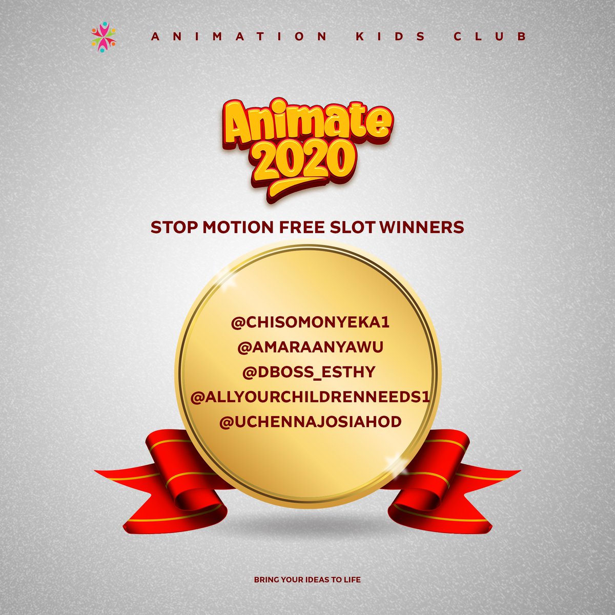 AnimationKClub's tweet photo. Congratulations🥳🥳
These are the winners of the stop motion animation free slots for #animate2020
.
.
.
#animationkidsclub #animate #stopmotion #animation #animator #kids https://t.co/ApVBDoIGTS