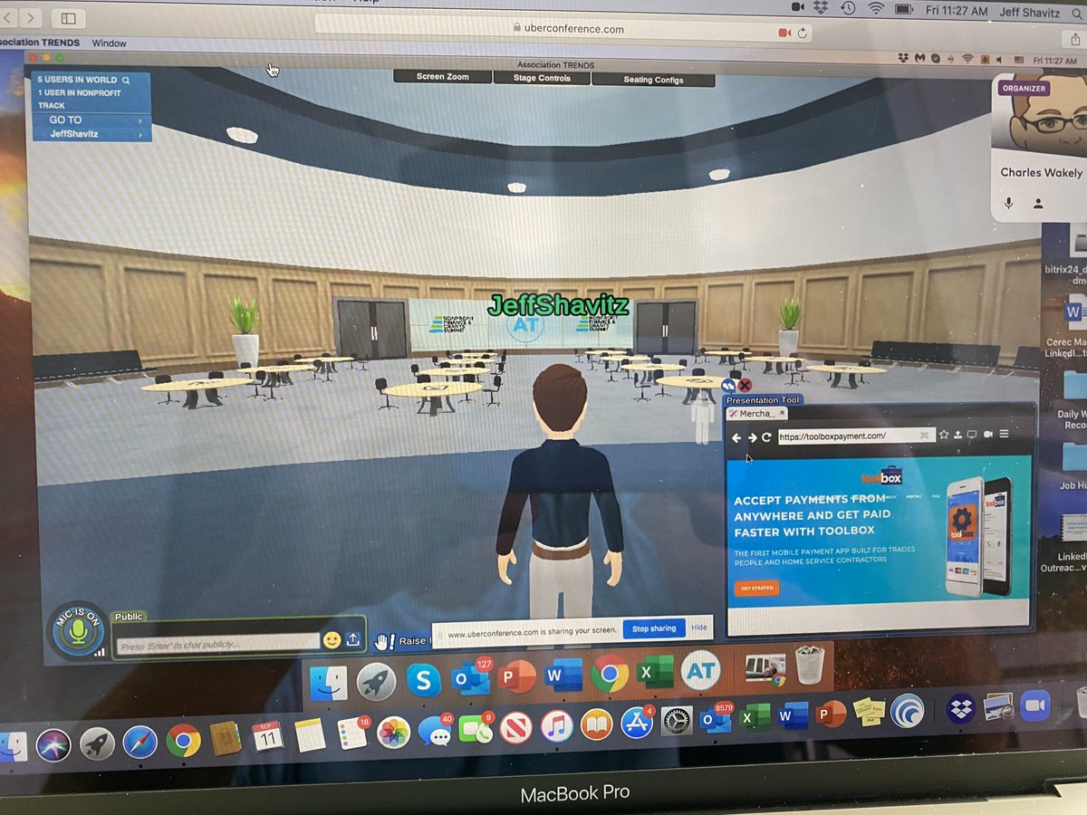 ToolBoxPayment's tweet image. ToolBox Payment Founder - Jeff Shavitz giving a virtual reality presentation at the Association Trends Virtual Nonprofit Finance &amp;amp; Grants Summit. Attended by 51 CFO’s from around the globe. 🌎 
#toolbox #toolboxpayment #app #mobileapp #creditcardprocessing #creditcards