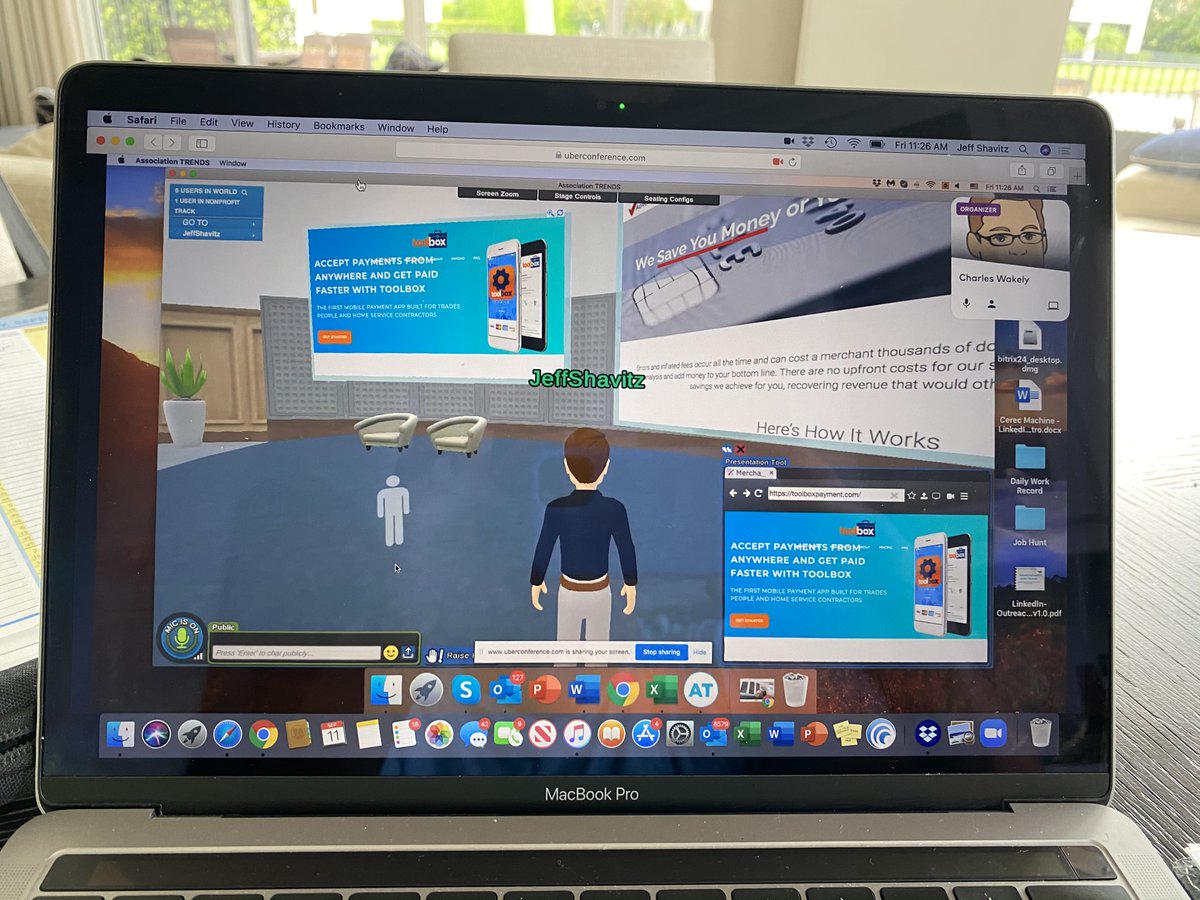 ToolBoxPayment's tweet image. ToolBox Payment Founder - Jeff Shavitz giving a virtual reality presentation at the Association Trends Virtual Nonprofit Finance &amp;amp; Grants Summit. Attended by 51 CFO’s from around the globe. 🌎 
#toolbox #toolboxpayment #app #mobileapp #creditcardprocessing #creditcards