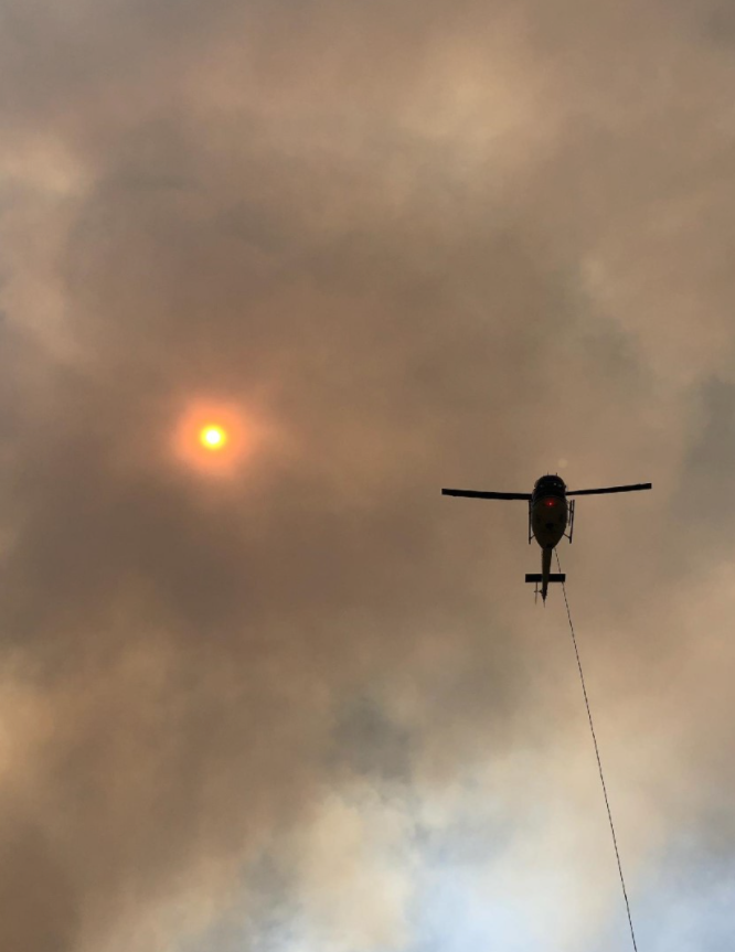 GreatBasinCC's tweet image. Smokey conditions on the #SlinkFire has made suppression efforts difficult.