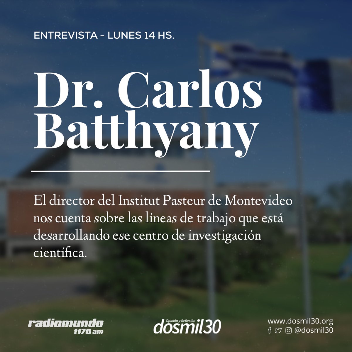dosmil30's tweet photo. Mañana conversamos con el Dr. Carlos Batthyany sobre el @IPMontevideo 

A las 14h por @enperspectivauy @radiomundo1170 https://t.co/ouqonjFsnx