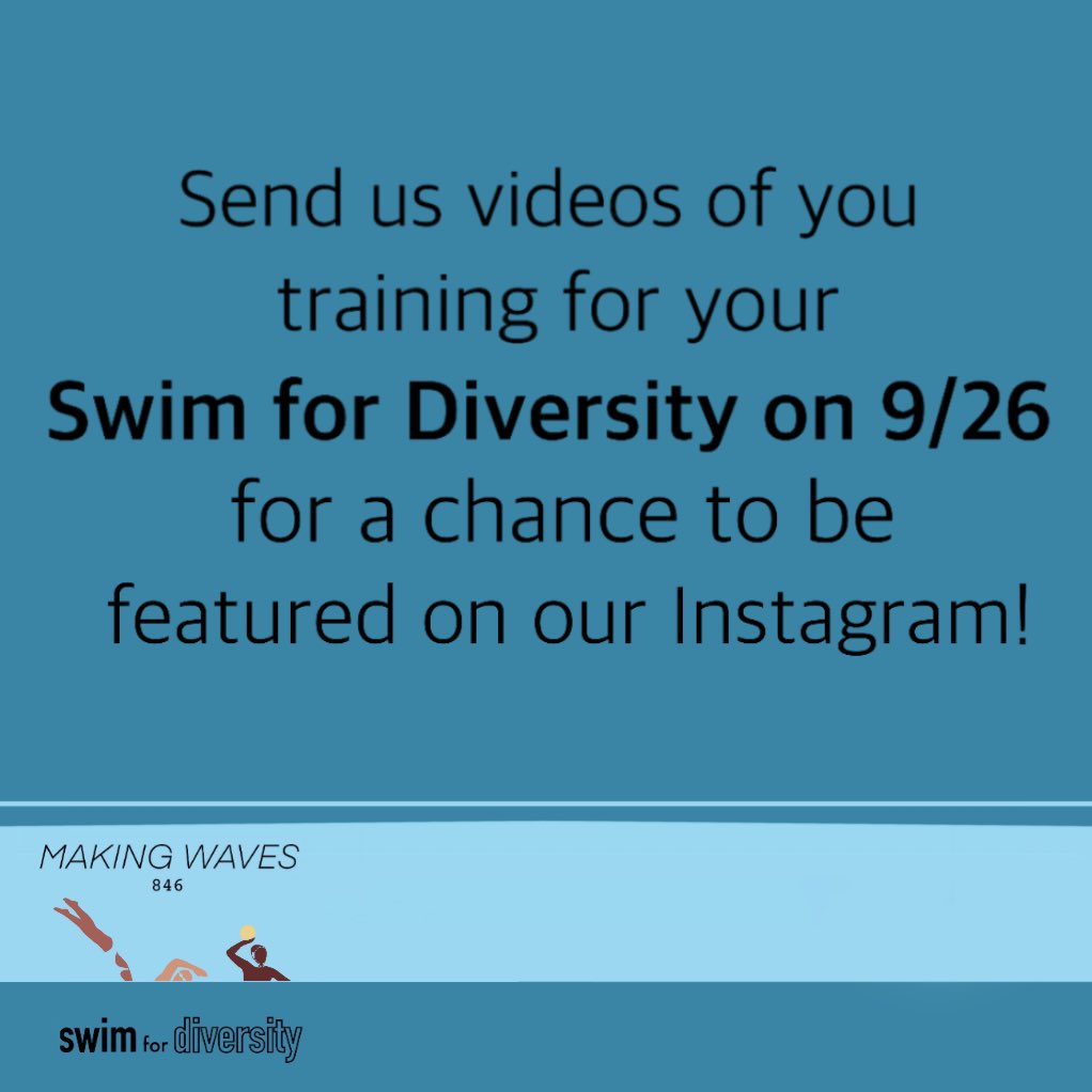 Swim for Diversity is 13 DAYS away!! Send in pictures or videos of your training to be featured on our instagram🏊‍♀️🏊‍♂️🤽‍♀️🤽