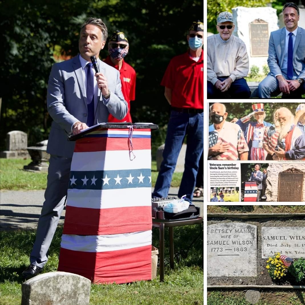 GregAidala's tweet photo. Today marks the 254th birthday of Samuel "Uncle Sam" Wilson. Yesterday, I had the distinct honor to deliver the keynote speech @ the graveside of "Uncle Sam" in Troy, NY @ the annual Uncle Sam Memorial Ceremony. #UncleSamDay #keynotespeaker #troyny #samuelwilson #Veterans
#USA https://t.co/DgvJcZjRep