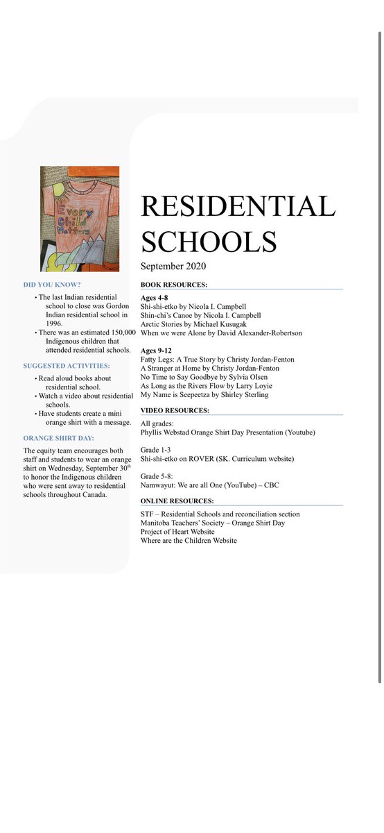 I compiled a list of ideas for teaching students about residential schools with Orange Shirt Day coming up on September 30th.