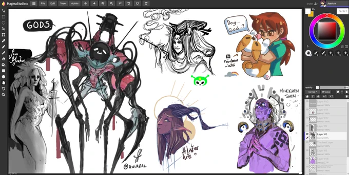 Just wrapped up the Lightbox Discord Sketch Jam Session using the Magma app! 

✨Thank you! That was so much fun, we drew god-like beings and the mischievous yokai that cause mildly infuriating things throughout our day~✨ 
