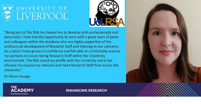 LivResearcher's tweet photo. Today’s #LivUni #PostdocStar is @DrAlisonSavage who shares her experience of how the @UoL_RSA has benefited her.
See more of Alison's achievements at: https://t.co/CgJdaR7RnW
@LivUniAcademy
@UoL_RSA
@ProsperPostdoc
#NPAW2020
#LovePostdocs
#N8Postdocs https://t.co/a9JrkVJ3ce