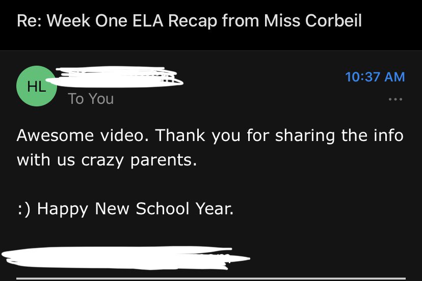 MissCorbeil's tweet photo. I made a quick intro video for my students’ adults after week one to introduce myself, and my course. I am loving the adults’ feedback!! Holding onto the positives as we enter week two! 😁 https://t.co/xtFzO0ChKx