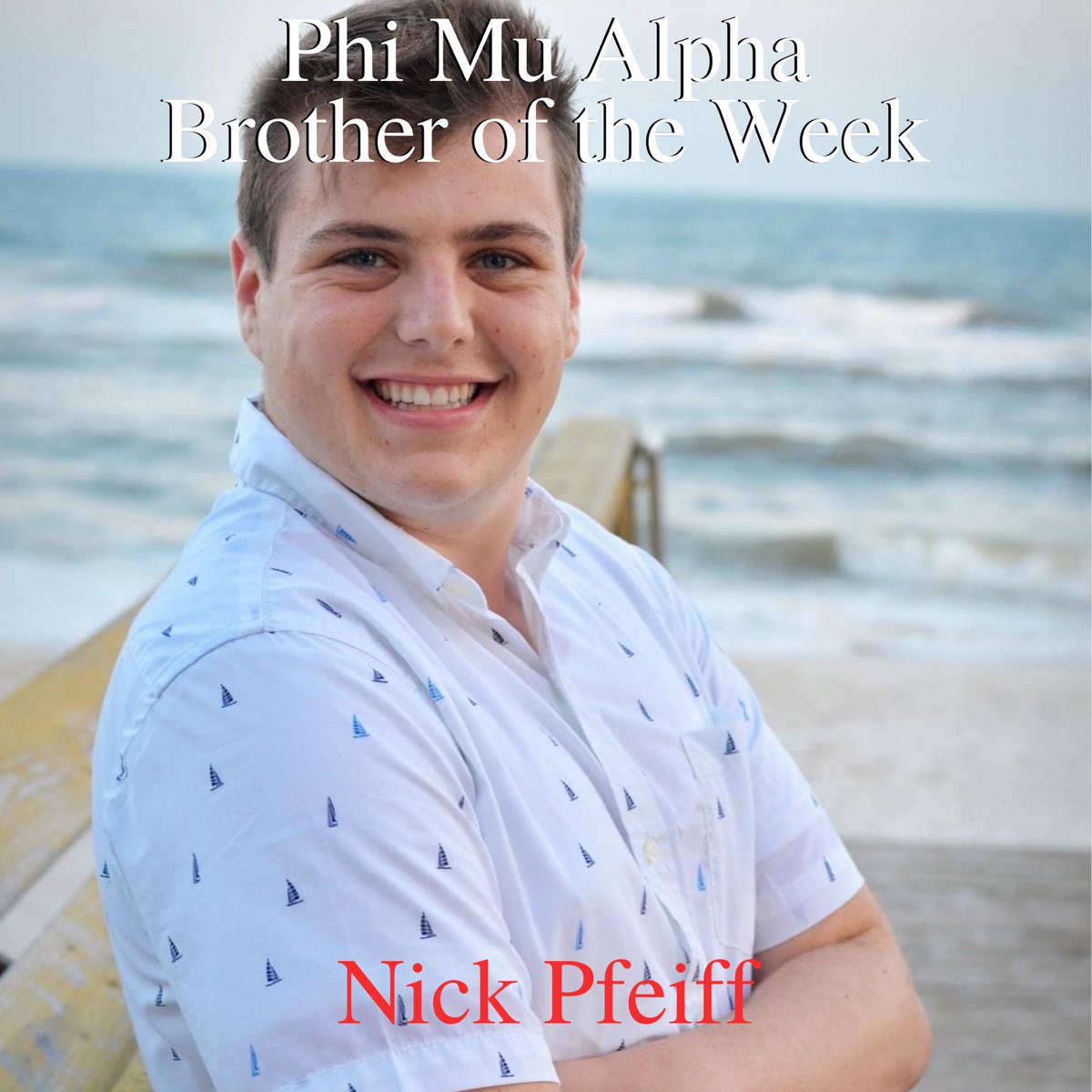 Xi_PMA's tweet photo. For our first Brother of the Week of the fall semester I would like to introduce Nick Pfeiff! Nick was initiated in the Fall of 2018 and is our current Vice President. He is also highly involved in other organizations like Student Ambassadors and Phi Delta Epsilon. https://t.co/toUAHcL5Nf