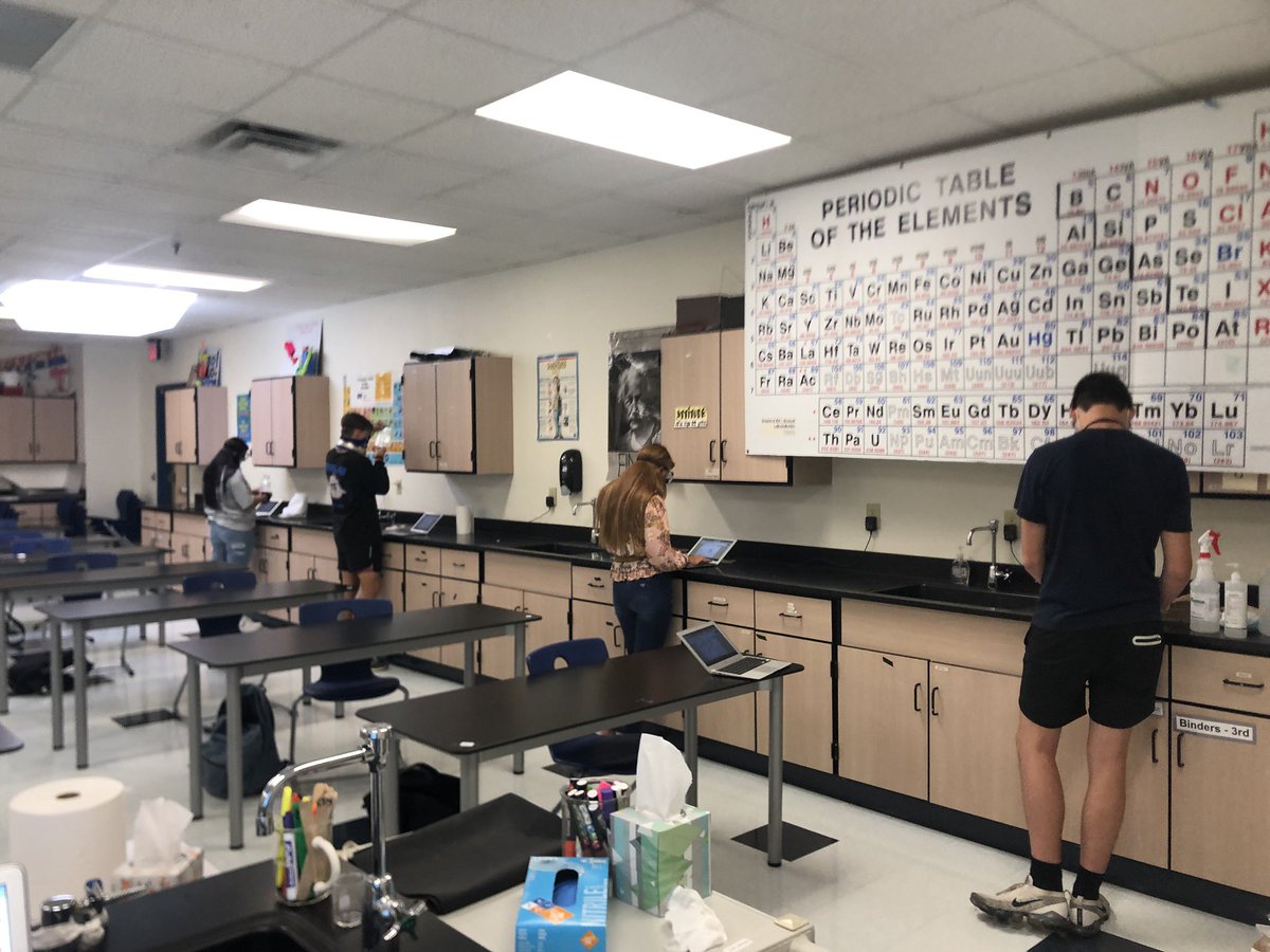 bethanykshields's tweet photo. Keeping our distance during lab! #go2panthers #misdproud #chemistry https://t.co/YX7Z6cderu