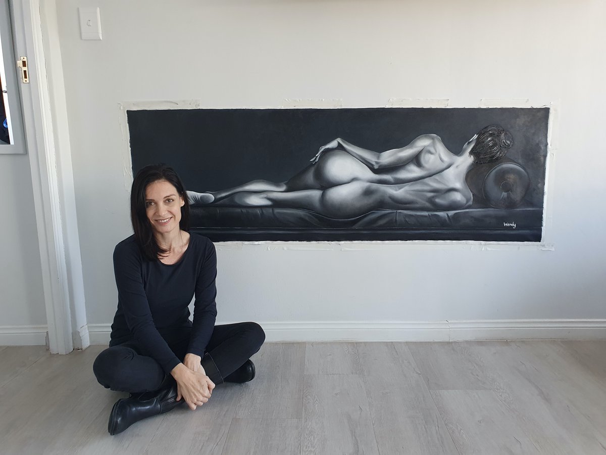 Oil on canvas, 1,71cm (67,3 inches) x 48cm (18,9 inches). Model is Laetitia Bouffard-Roupe. She is absolutely stunning! If you are interested in this piece please visit my website: wendysart.co.za