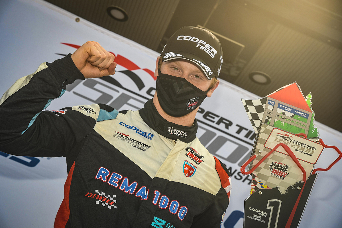 USF2000's tweet photo. RACE REPORT: @ChristianR_DK takes his seventh win this season to increase his points lead to 14 over Reece Gold
https://t.co/bBE3PPyZv9
#RoadToIndy l #TeamCooperTire
#IndyMO https://t.co/9iN5PSAntN