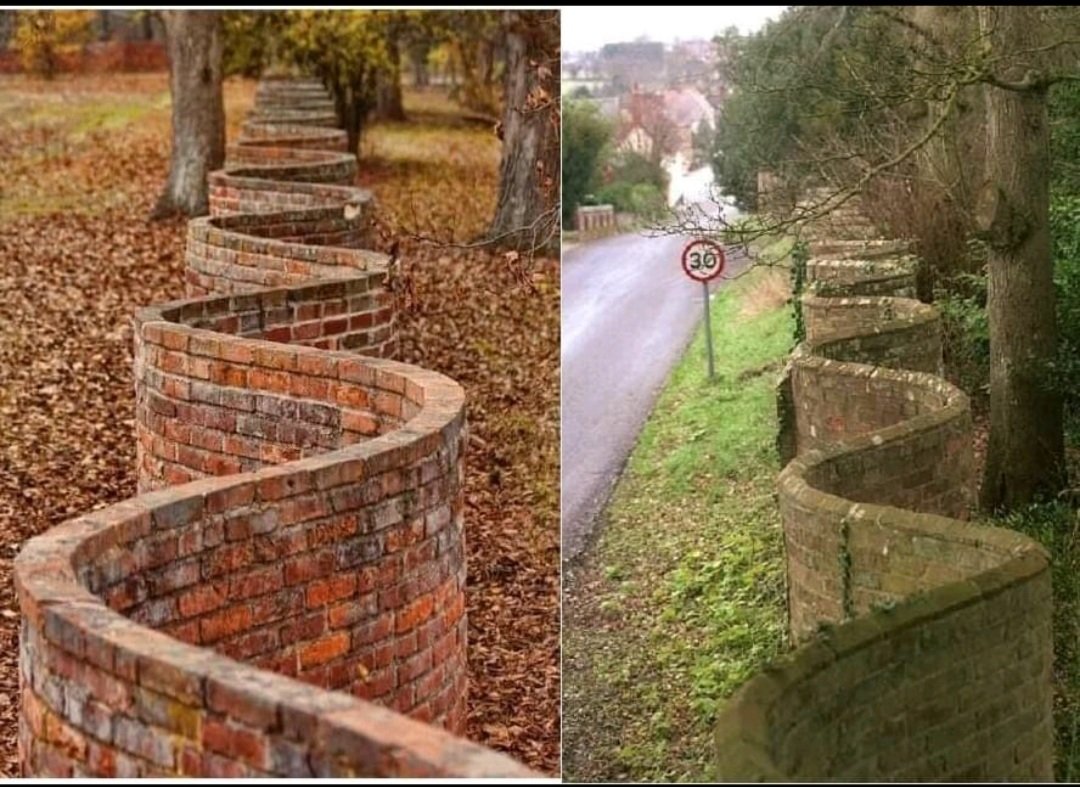 vyepesp's tweet photo. ¿Por qué creéis que en Inglaterra a veces nos encontramos con este tipo de muros ondulados? ¿Se trata de algo decorativo? Tiene una explicación mucho más profunda https://t.co/MNPDf8xwq4