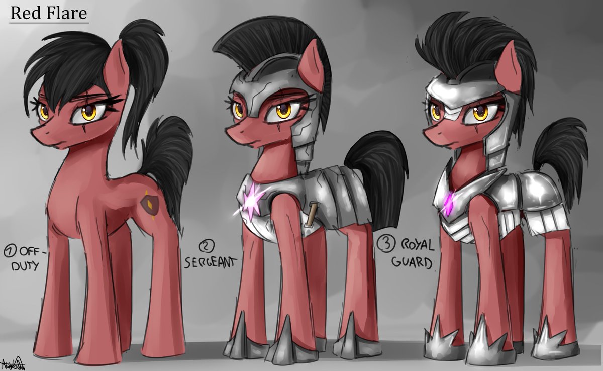 NixWorldArt's tweet photo. Concept art for one of my OC's, Red Flare, is done!
Ex-guard for Celestia turned Twilight sympathizer after the Procyon War, Flare rose through the ranks in service of her Majesty Queen Twilight.
#TwilightsCommand #MLP #mlpfim #mylittlepony #fanart https://t.co/6uX2WHbxq7