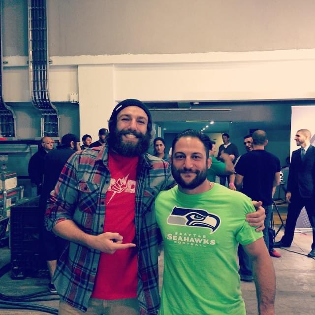 MikeMav22's tweet photo. When I ran into @dannyrube randomly wearing @Seahawks gear at UFC 180, I knew our future was as bright as his shirt. #BestManagerInTheBusiness https://t.co/nTlbQjpRsX