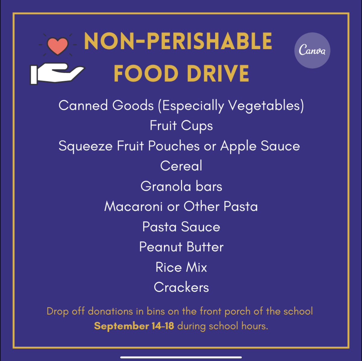 SylvanParkPTO's tweet photo. There is a need in our community for additional food support. Bins will be placed in front of the school this week during school hours. If you are able to help, please drop off donations during school hours and staff will organize donations to be sent to those in need. https://t.co/nCsTZKXFvT