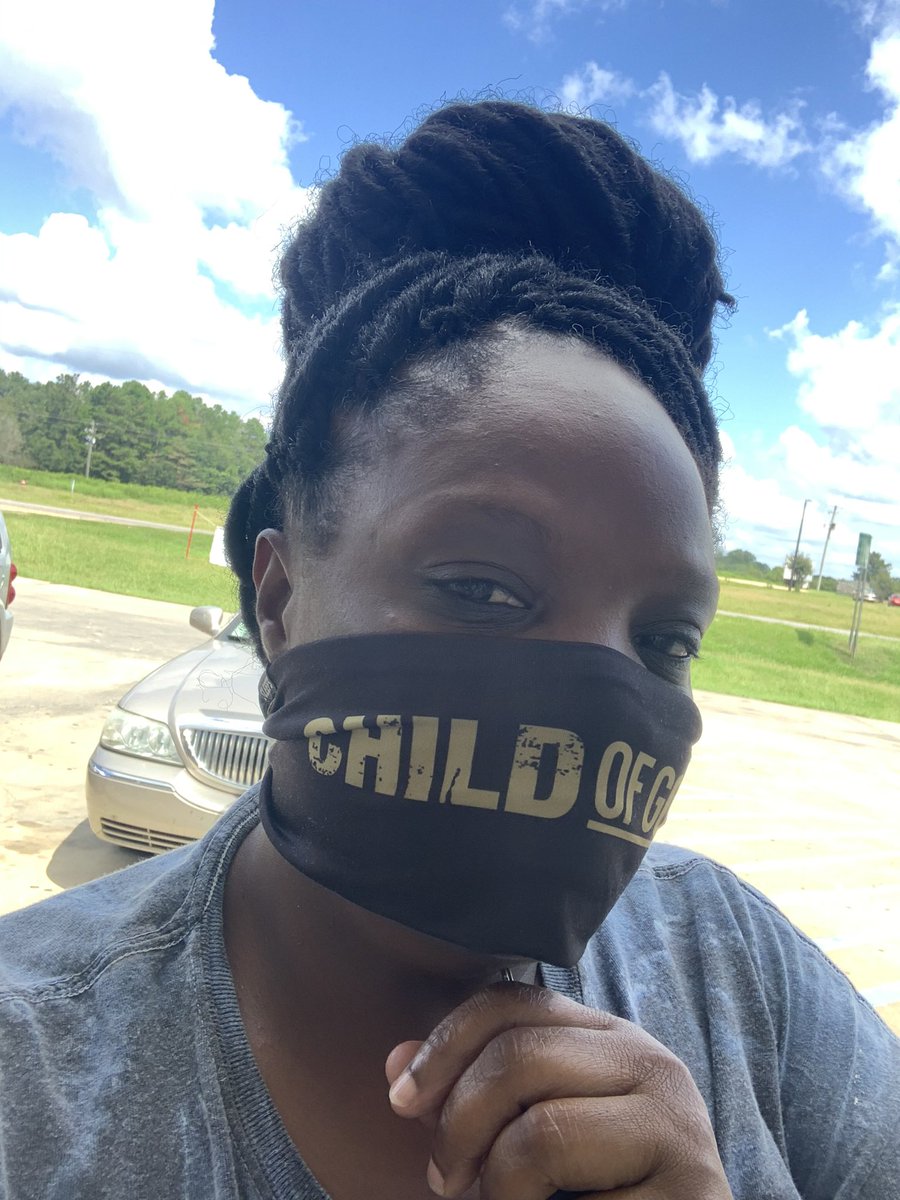 FairleyAlma's tweet photo. When you're at the store and realize you're washing all your mask and have none.. 
Bam but God 
I always ride with this in the car. Child of God headband turned into a face covering @demario__davis GRATEFUL https://t.co/Bd4R1yJLfT