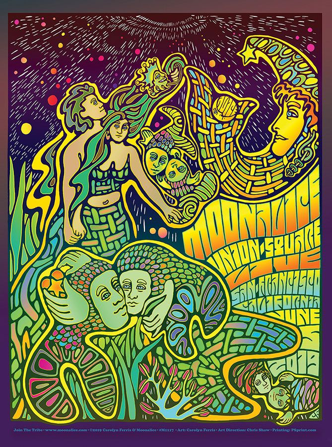 MoonalicePoster's tweet photo. Live To Love @Moonalice Poster Collection: 6/5/19 Union Square Live, San Francisco, California by @CarolynFerris https://t.co/dB8qBcjNsY 100% of the sales from every poster purchased goes directly to the artist. M1117 #MAPLTL #MAPR #CarolynFerris #art #gigposter https://t.co/JnBmXUvxA6