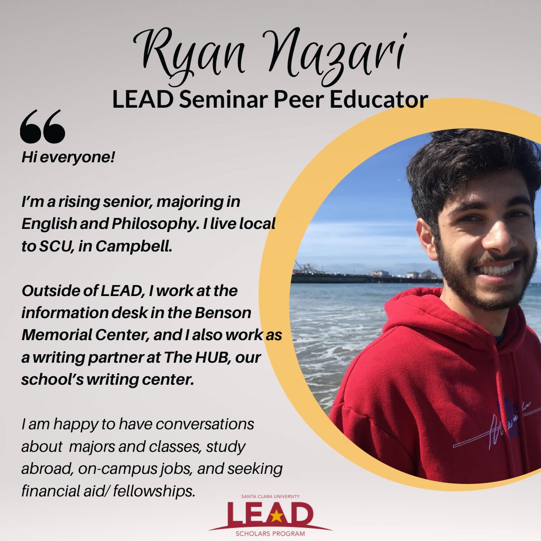 SCULEADScholars's tweet image. Get to know our #SCULEADWeek2020 staff! Click link 👉 scu.edu/lead/about-lea… 👈