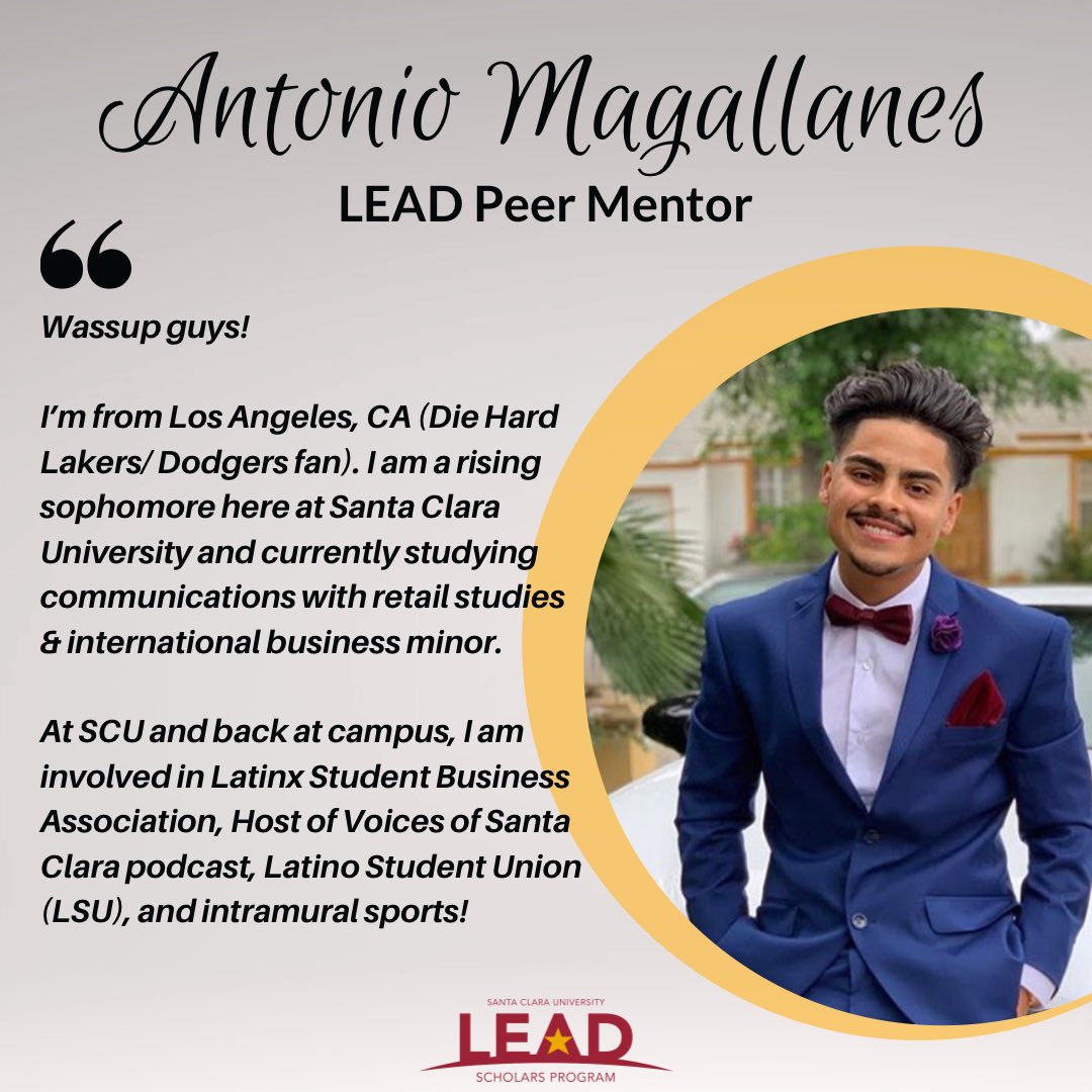 SCULEADScholars's tweet image. Get to know our #SCULEADWeek2020 staff! Click link 👉 scu.edu/lead/about-lea… 👈