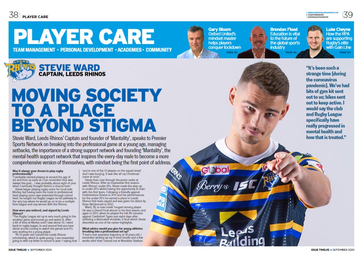 PSportsNetwork's tweet photo. .@ste_ward speaks on breaking into the professional game at a young age and founding @Mantality to inspire the every-day male to become a more comprehensive version of themselves. (Page 38-40)

#playercare #mentalhealth

Read online➡️ https://t.co/RpowwvZ3EW https://t.co/dAqd9n8g39
