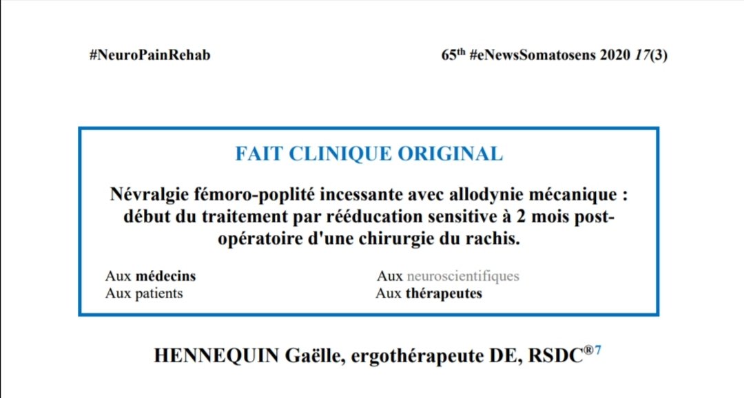 SBouchardCSTP's tweet photo. Mechanical allodynia versus Somatosensory Rehabilitation Method  ; new case report. #neuropain #somatosensory #allodynia #rehabilitation @canada_pain @rqrd_qprn @cpn_rdc @PainReportsOPEN @CanJPain @NIHPainResearch https://t.co/sL4OB2Jy3K