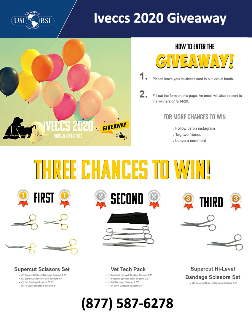 usi_bsi's tweet photo. Three chances to win! Click the link to enter: https://t.co/QDzWqaT01f Visit our virtual booth @VECCSinfo 
.
.
.
#iveccs2020 #veterinarymedicine #veterinarysurgery #vettech #veterinarytechnician #veterinarian https://t.co/nuK0BMr0DA