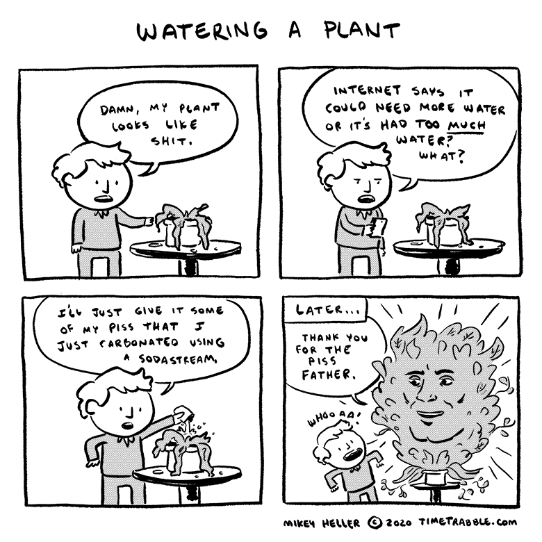 i drew a comic about watering a plant 