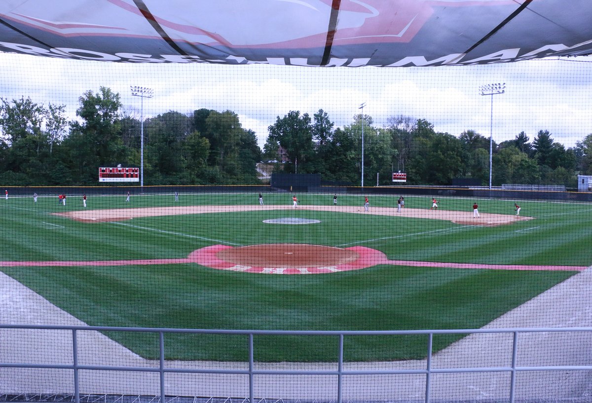 rhitsports's tweet photo. BASE: Practice is underway for the 2021 Rose-Hulman baseball season!  The Fightin' Engineers practiced social distancing of chairs behind home plate, space in dugouts and masks to safely begin workouts for the season.

Check out the new protective overhang for the fans! #GoRose https://t.co/Xchegop09N