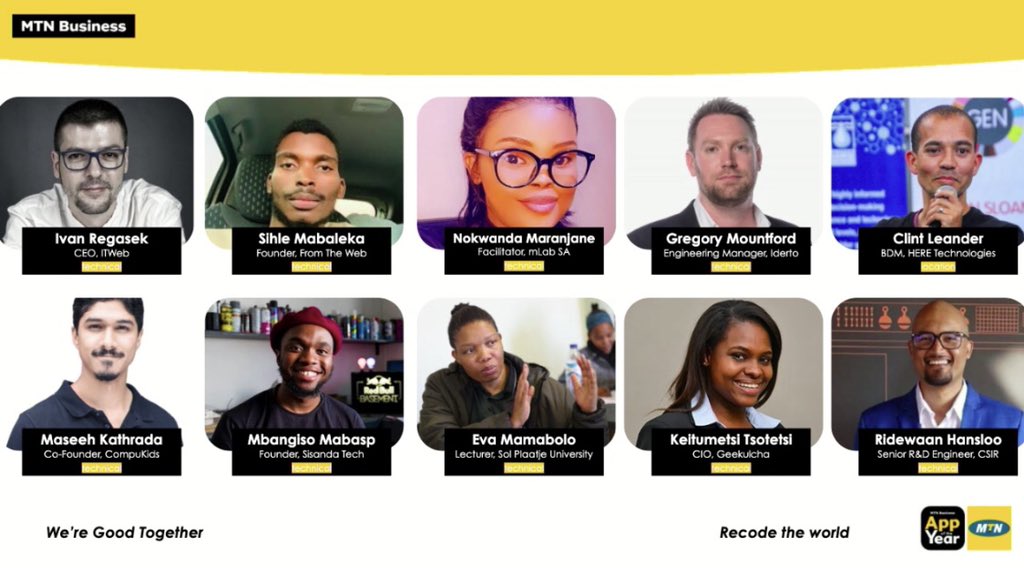 MTNBusinessZA's tweet photo. A huge thank you to our mentors, facilitators and guests who have helped participants to #RecodeTheWorld all weekend! @Geekulcha @CreativeSpaceMe @TiyaniTee @4otune all your hard work is much appreciated! https://t.co/gVzeywqNY9