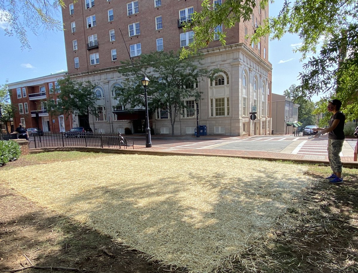 jalane wafts the sage smoke over the spot where the confederate statue stood until yesterday morning. the concrete foundation underneath the plinth was 3 feet thick. literally and figuratively, he was deeply entrenched in this space.