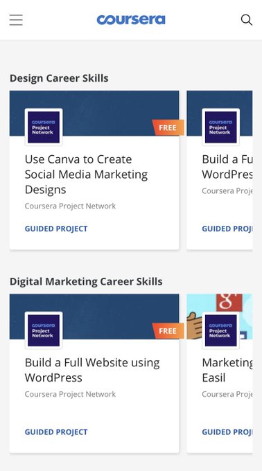 Hey sexy workers, Coursera is offering free guided projects at the moment. They have options like designing<a href="/tag/mvsales"class="tags"><span>#mvsales</span></a>