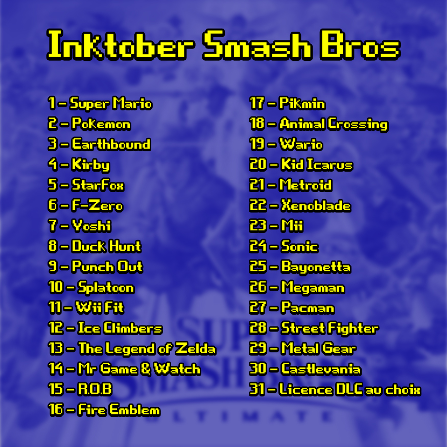 MisterFlech's tweet photo. Au fait, les artistes, en octobre, on tente le challenge un dessin par jour sur le thème des licences dans Super Smash Bros ? https://t.co/wqSVS6dceO