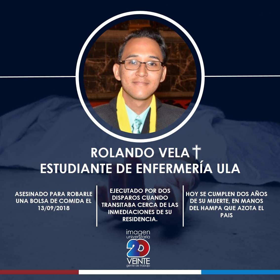 movimientoiu20's tweet photo. A dos años del asesinato de Rolando Vela, su recuerdo sigue vigente en todos los merideños y ULAndinos, exigimos que se esclarezca su caso y no quede como una víctima más de la dictadura.

#JusticiaParaRolando https://t.co/8m3frVaWg6