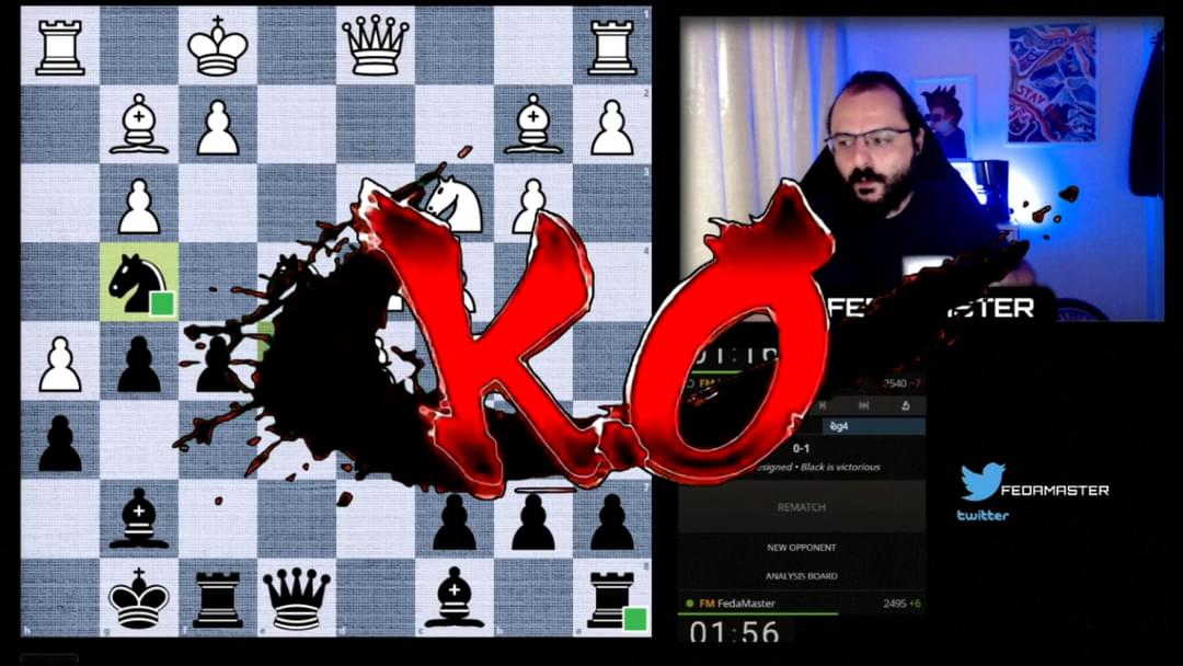 FedaMaster1's tweet photo. Here is one Knockout Scene from todays Stream ;)

#fedamastertv #fedafollowers #feda #fedatime #fedazamanı #knockout #finishhim #bölümsonucanavarı #chess #twitch https://t.co/sSMWea3QfR