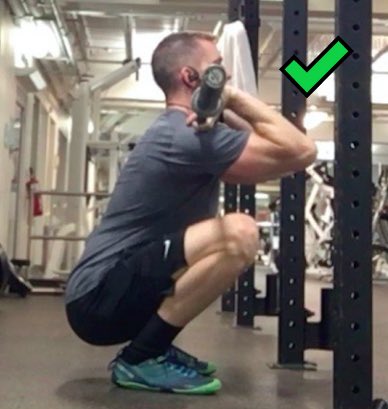 That excessively arched and internally rotated position actually prevents the pelvis from opening back up into external rotation to allow for a deeper squat position.Below is a more “neutral spine”, but requires those previously mentioned muscles to let go.