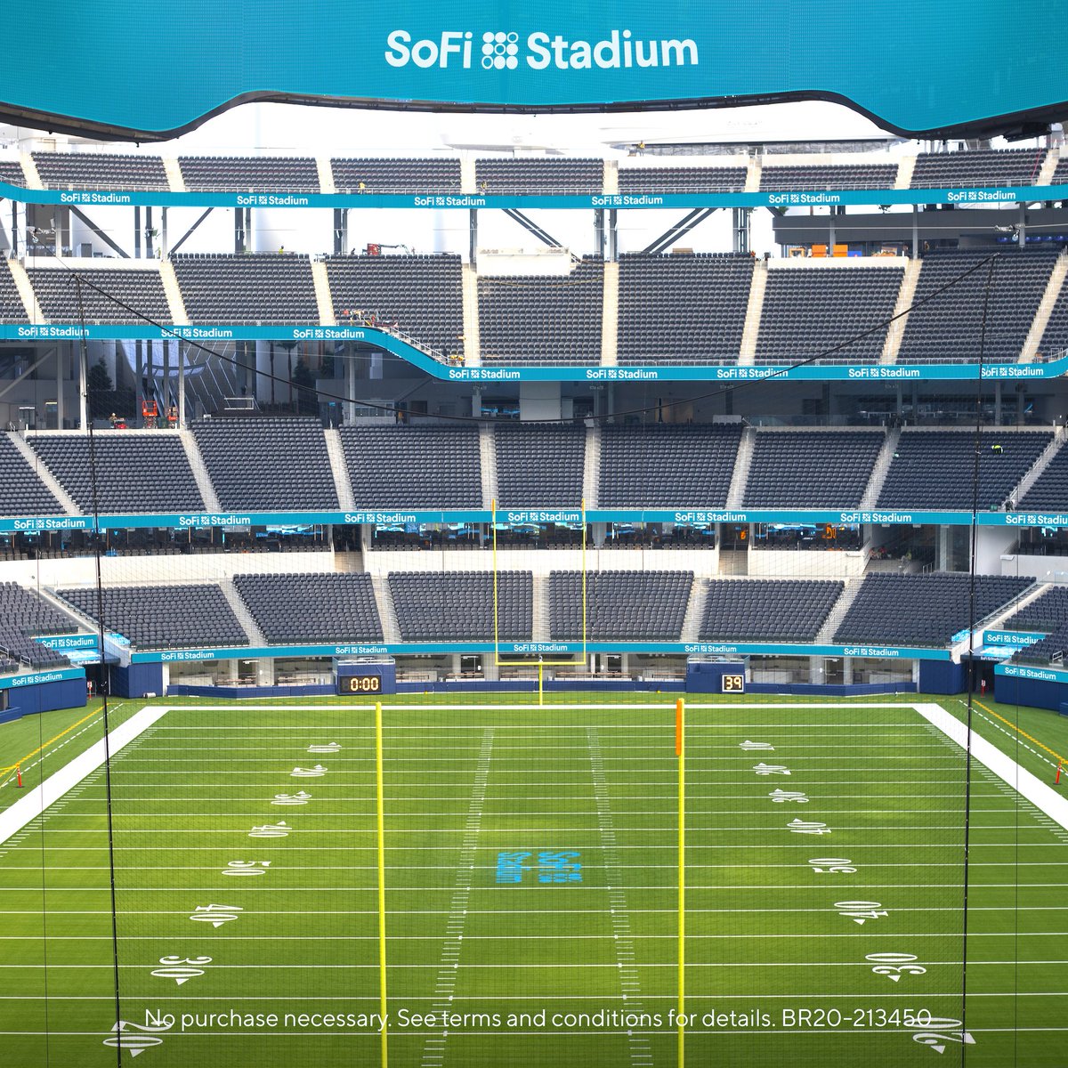 SoFi's tweet photo. The lights are on, the locker rooms are open, and we’re hours away from the first #kickoff ever at @SoFiStadium. #TeamSoFi—leave a comment to cheer on your team. https://t.co/uMgiqyHkl8