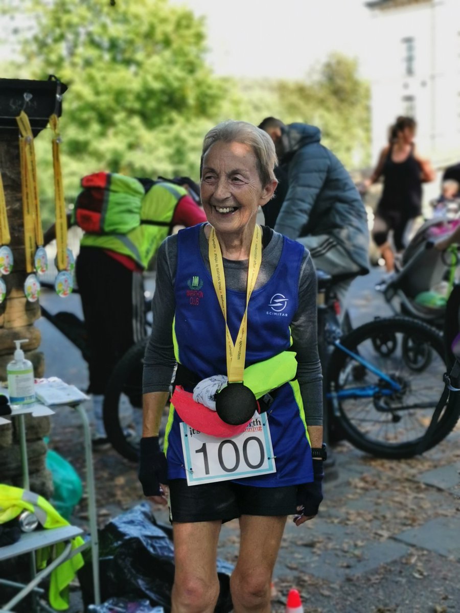 HD9photographer's tweet photo. Well done to Hilary Wharam on completing her 100th Marathon at today's Sir Titus Trot with @IGUNrunning @BBCLeeds @yorkshirepost @runABCnorth @Womensrunninguk @HorsforthH @leedslivenews @RunLeeds @LeedsNews https://t.co/xSxqQVf8fo